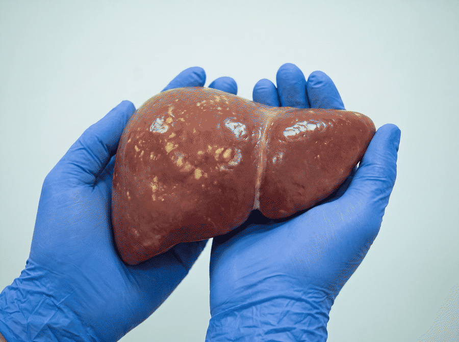 A liver becoming fatty in three stages Image