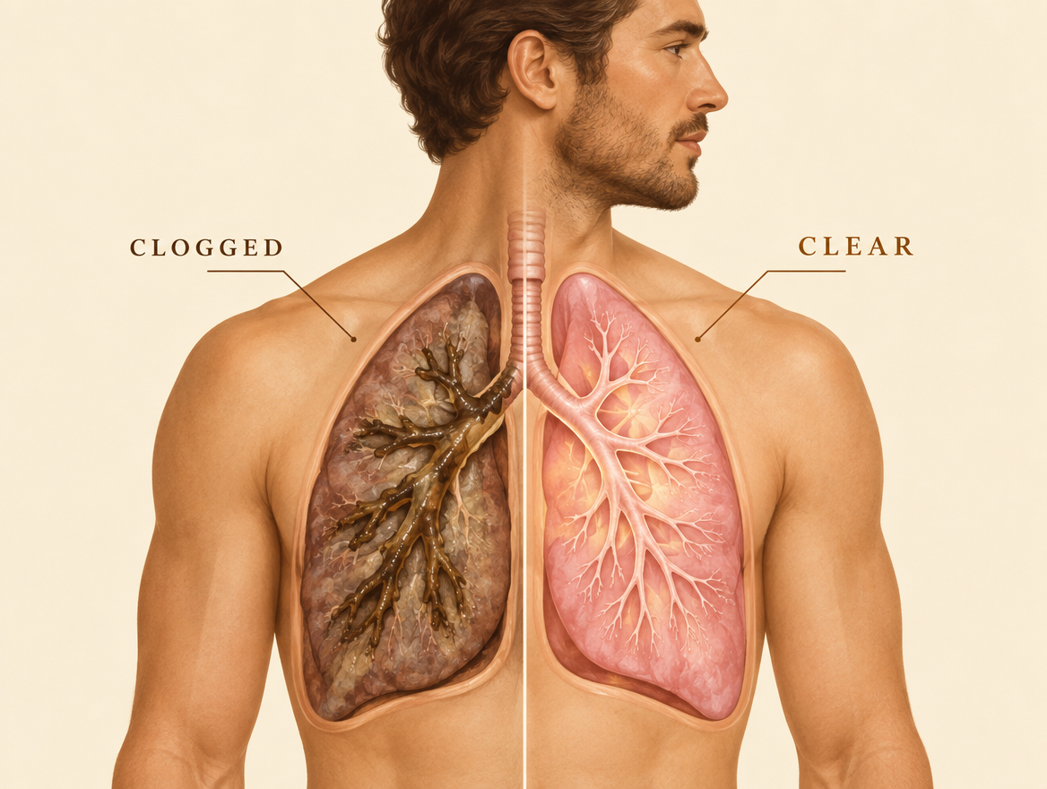 Clogged lungs vs clear lungs Image