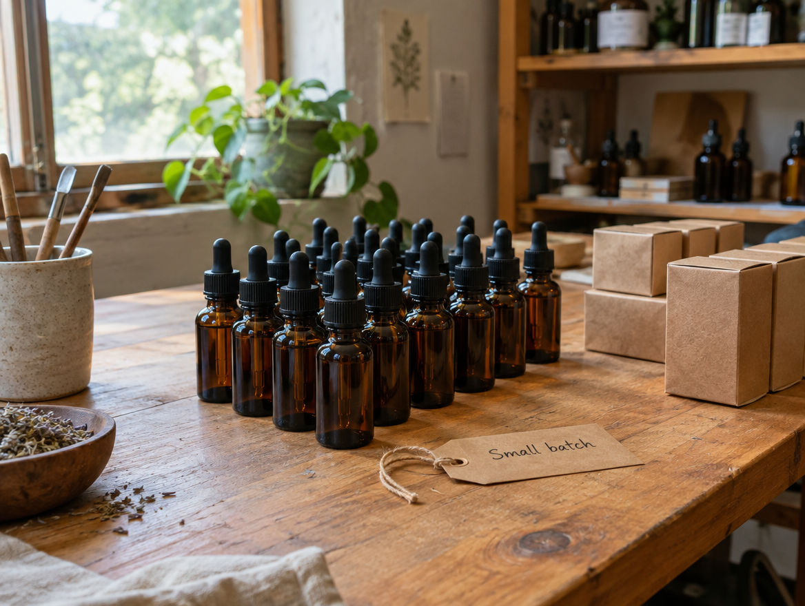 Small batch of amber dropper bottles Image