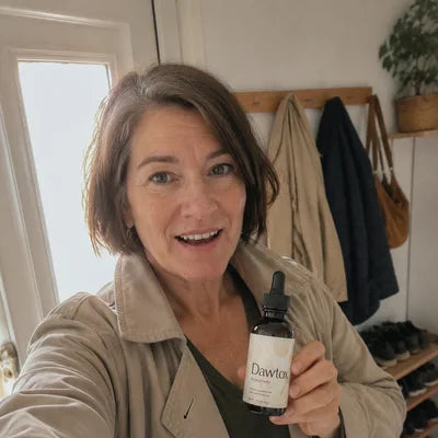 A customer holding a Dawtox bottle Image
