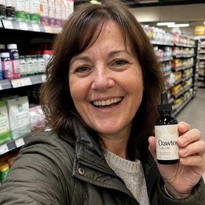 A customer holding a Dawtox bottle Image