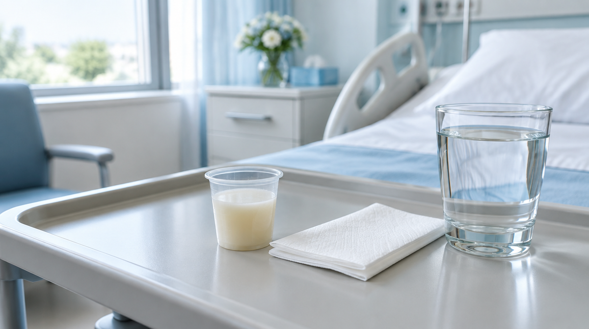 Coating liquid medicine on a hospital tray Image
